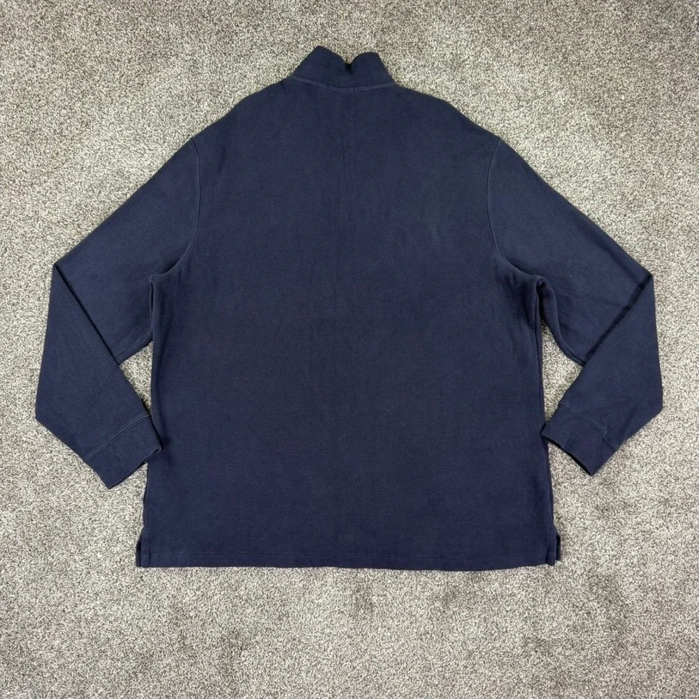 Polo Ralph Lauren Men XXL Navy Blue Quarter Zip Pullover Cotton Sweater Pony Log